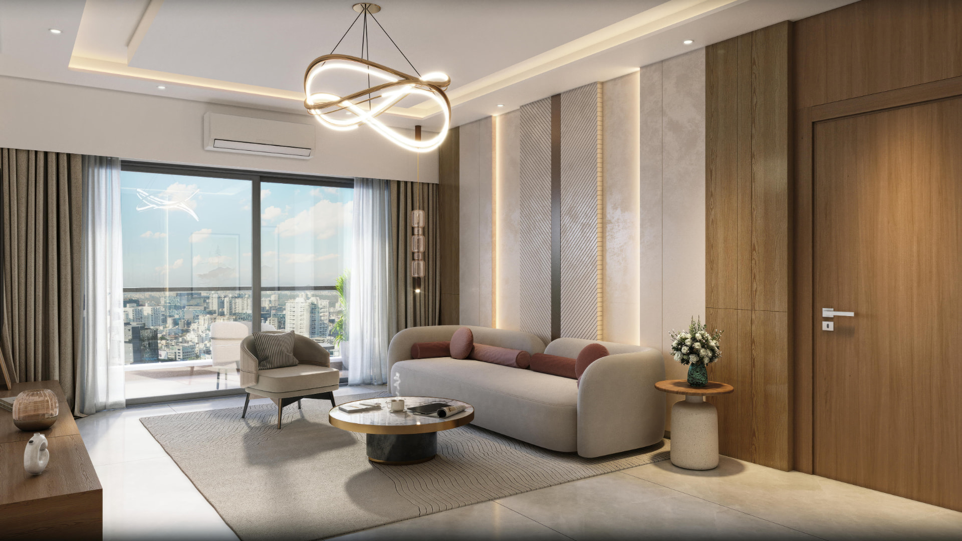 Sample flat living room Vyomora Hinjawadi Phase 1
